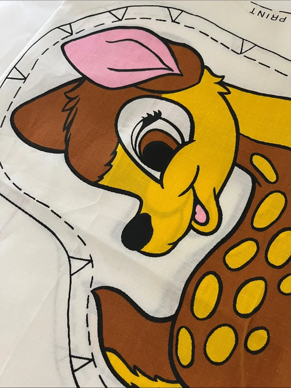 Vintage Disney Bambi Deer Pillow Panel - Brown & Yellow Fawn Print